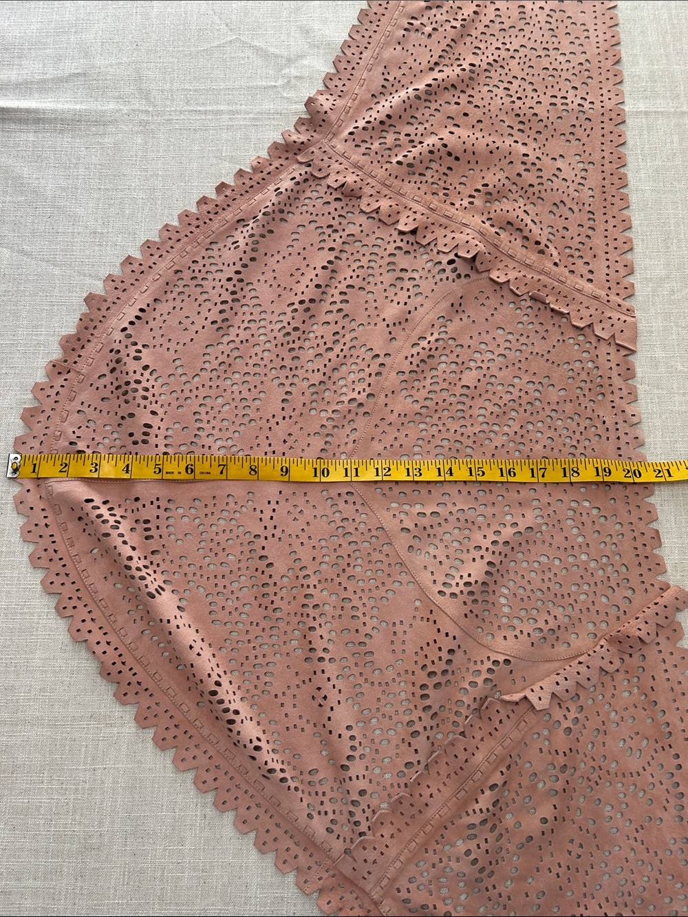 Kerry Grima Dusty Rose Laser-Cut Suede? Western Bohemian Festival Shawl Wrap - Picture 7 of 16